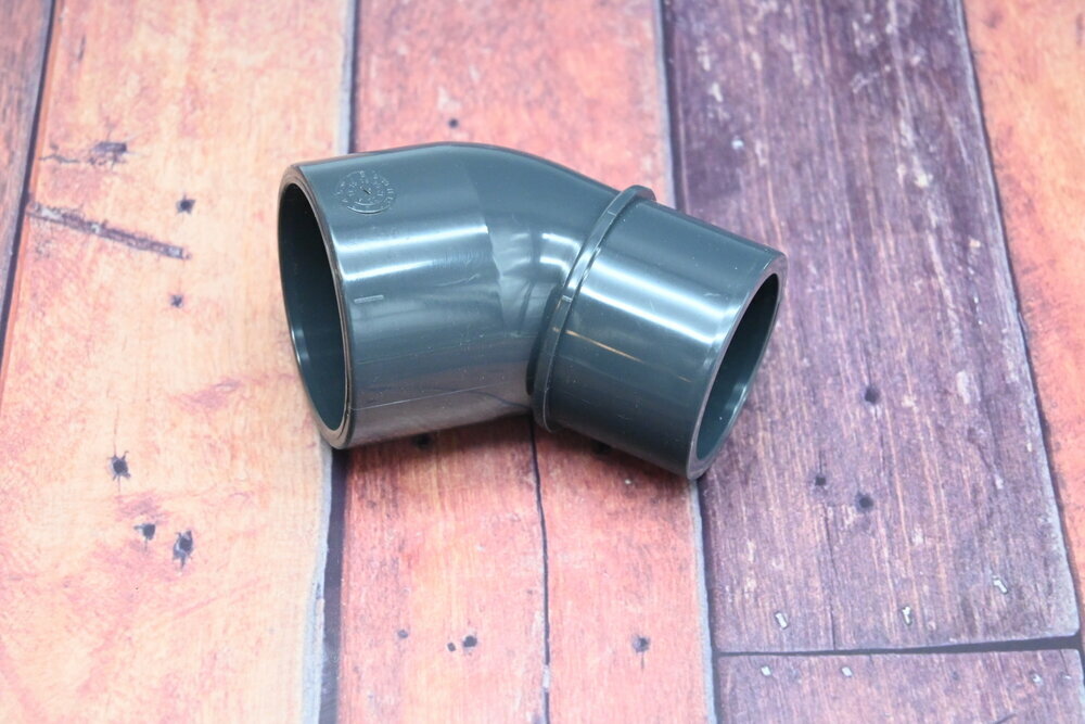 PVC Winkel 45° Reduziert, Klebemuffe x Klebemuffe 40/50mm x 50mm PN16